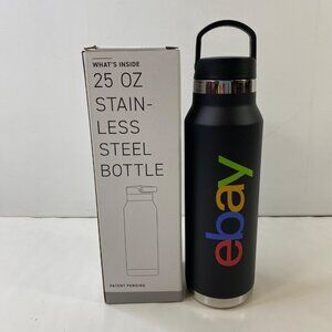 25 Oz Stainless Steel Water Bottle With Handle H2Go eBay Logo Black Finish eBaya